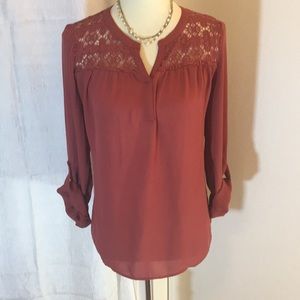 Burnt Orange Sheer Blouse